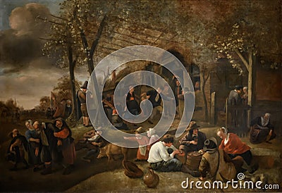 Village fair, oil on canvas by famous Dutch painter Jan Steen Editorial Stock Photo